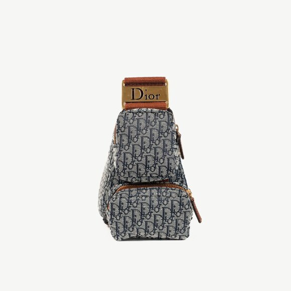Christian Dior Street Chic Columbus Avenue Blue Logo-Jacquard Shoulder Bag - Picture 3 of 16